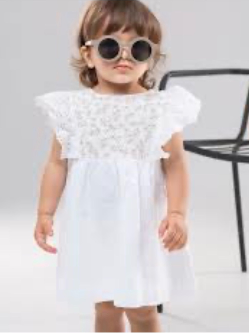 Zara White Eyelet Lace Toddler Dress - Classic Girls' Summer Dress